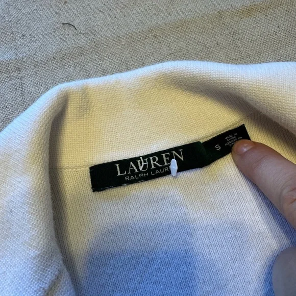 Vintage Lauren Ralph Lauren Women’s Winter Ivory Cotton Knit Blazer - Picture 5 of 10